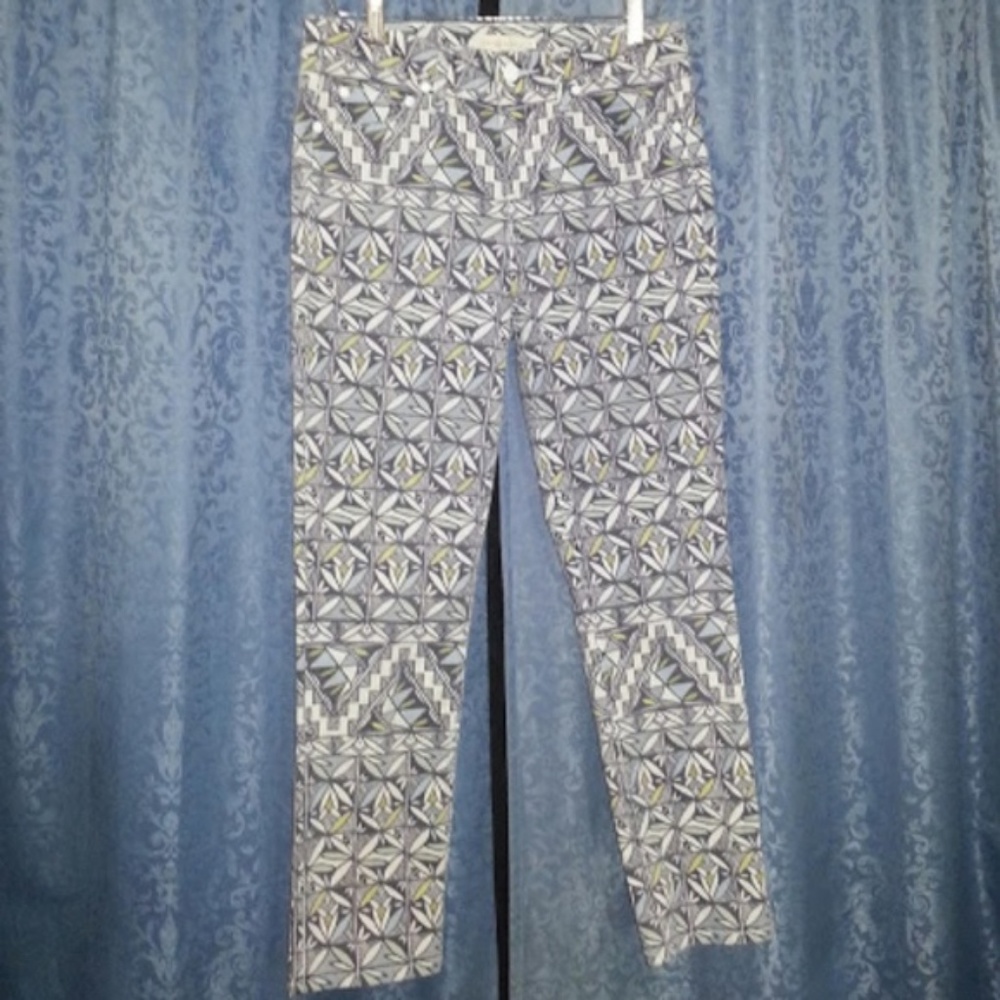 TORY BURCH Riviera Blue pattern crop jeans